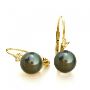 Zlaté dámske náušnice s perlou ALMETA K16.073TM.B1