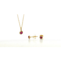 Zlatý dámsky náhrdelník briliantový s rubínom  K38.013.RUB.E1B