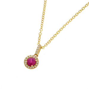 Zlatý dámsky náhrdelník briliantový s rubínom  K38.013.RUB.E1B