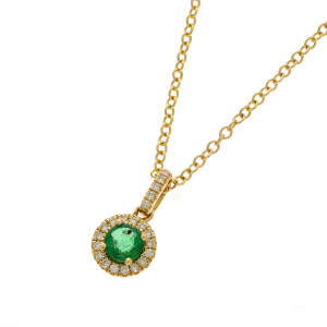 Zlatý dámsky náhrdelník briliantový so smaragdom  K38.013.E1B
